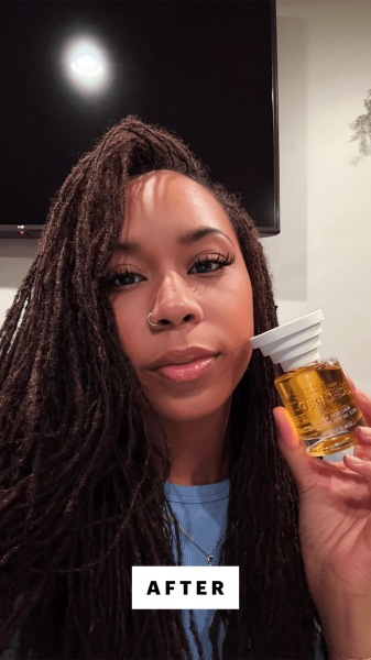 Allure contributor Jailynn Taylor after applying the Ccred Nourishing Hair Oil