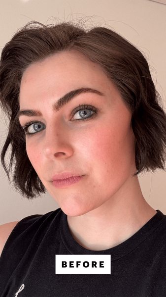 Dall'Asen before applying the LolaVie Lightweight Hair Oil